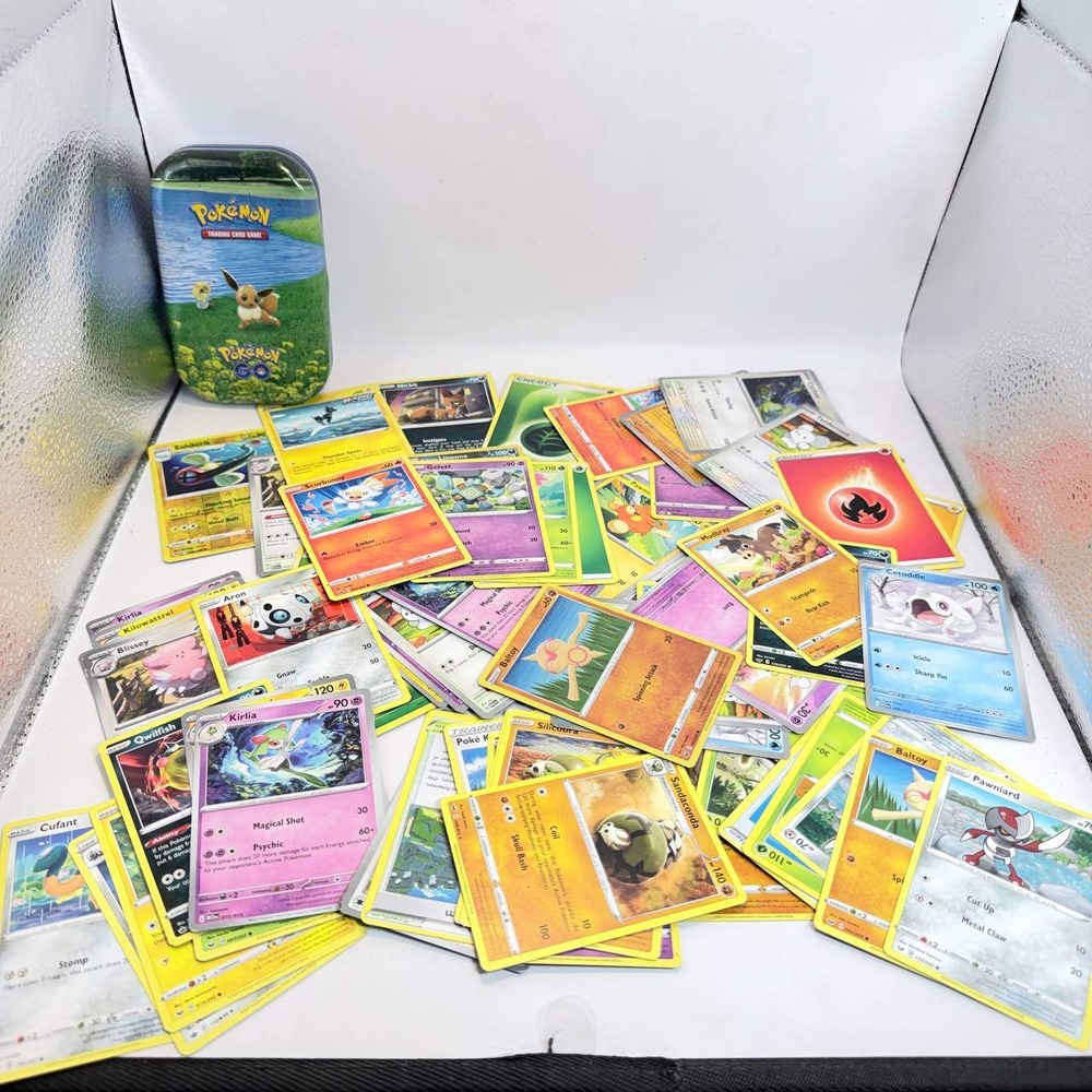 Pokemon TCG Card Lot 71 Pieces with Pokemon GO Eevee Mini Tin Mixed Sets NM